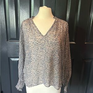 Black and White Relaxed Smocked Blouse